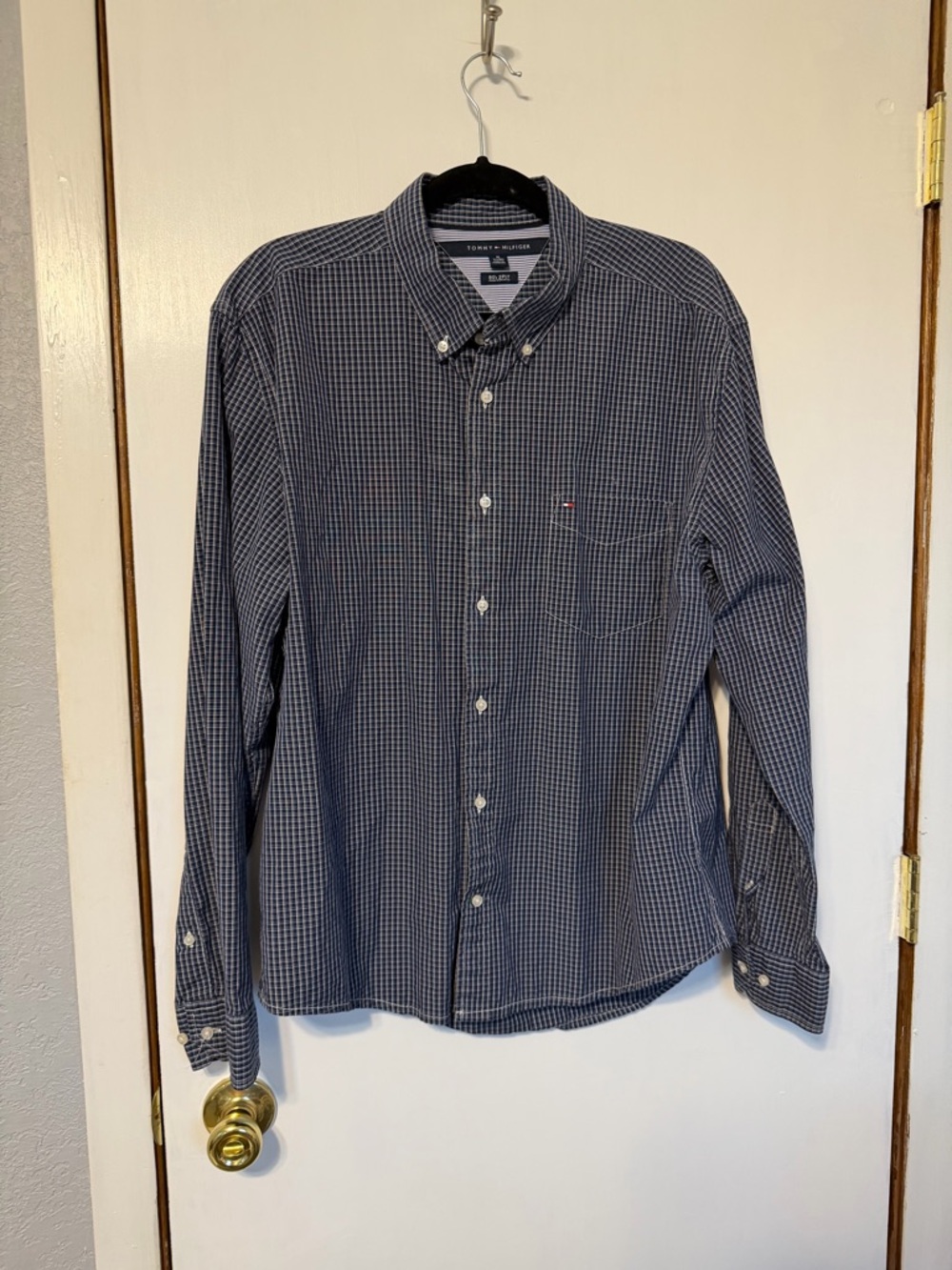 Tommy Hilfiger Men's Blue Micro-Check Button-Down Shirt